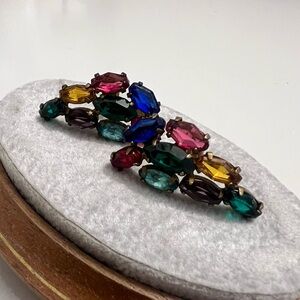 Vintage Jewel Tone Rhinestone Screwback Earrings